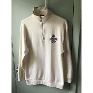 Kemme ivory thermal zip neck top Amsterdam Holland embroidery size M long sleeve